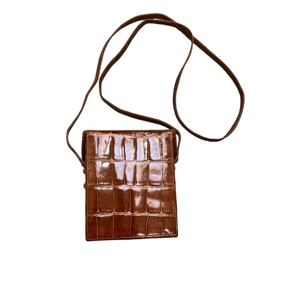 MAXIMA MADE IN ITALY BROWN ALLIGATOR MINI CROSSBODY HARD CASE - Picture 8 of 10